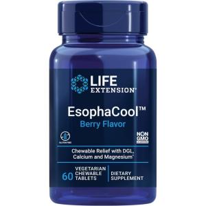 Life Extension EsophaCool – Gut Health Supplements with Calcium, Magnesium & DGL Licorice Root Extract for Healthy Digestion Stomach Relief & PH Balance – Gluten-Free, Vegetarian – 60 Chewable Tablets