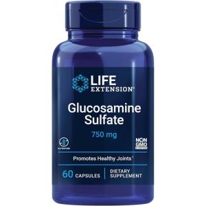 Life Extension Glucosamine Sulfate, 750 mg, Supports Knee Comfort and Joint Health, Gluten-Free, Non-GMO, 60 Capsules