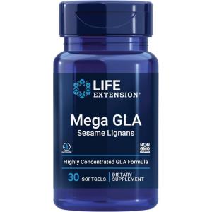 Life Extension Mega GLA Sesame Lignans, Omega-6 Fatty acids to Promote a Healthy inflammatory Response, Gluten Free, Non-GMO, 30 softgels