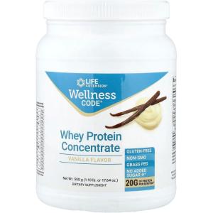 Life Extension Wellness Code Whey Protein Concentrate 20g Muscle Growth & Immune Health – Sourced From Grass-Fed, Free-Range, Hormone-Free Cows, Non-GMO, No Added Sugar, Vanilla- 500g(Vanilla)