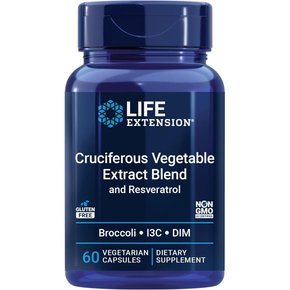 imageLife Extension Cruciferous Vegetable Extract amp Resveratrol Broccoli Cabbage resveratrol Supports Cellular Protection GlutenFree NonGMO Vegetarian 60 Capsules