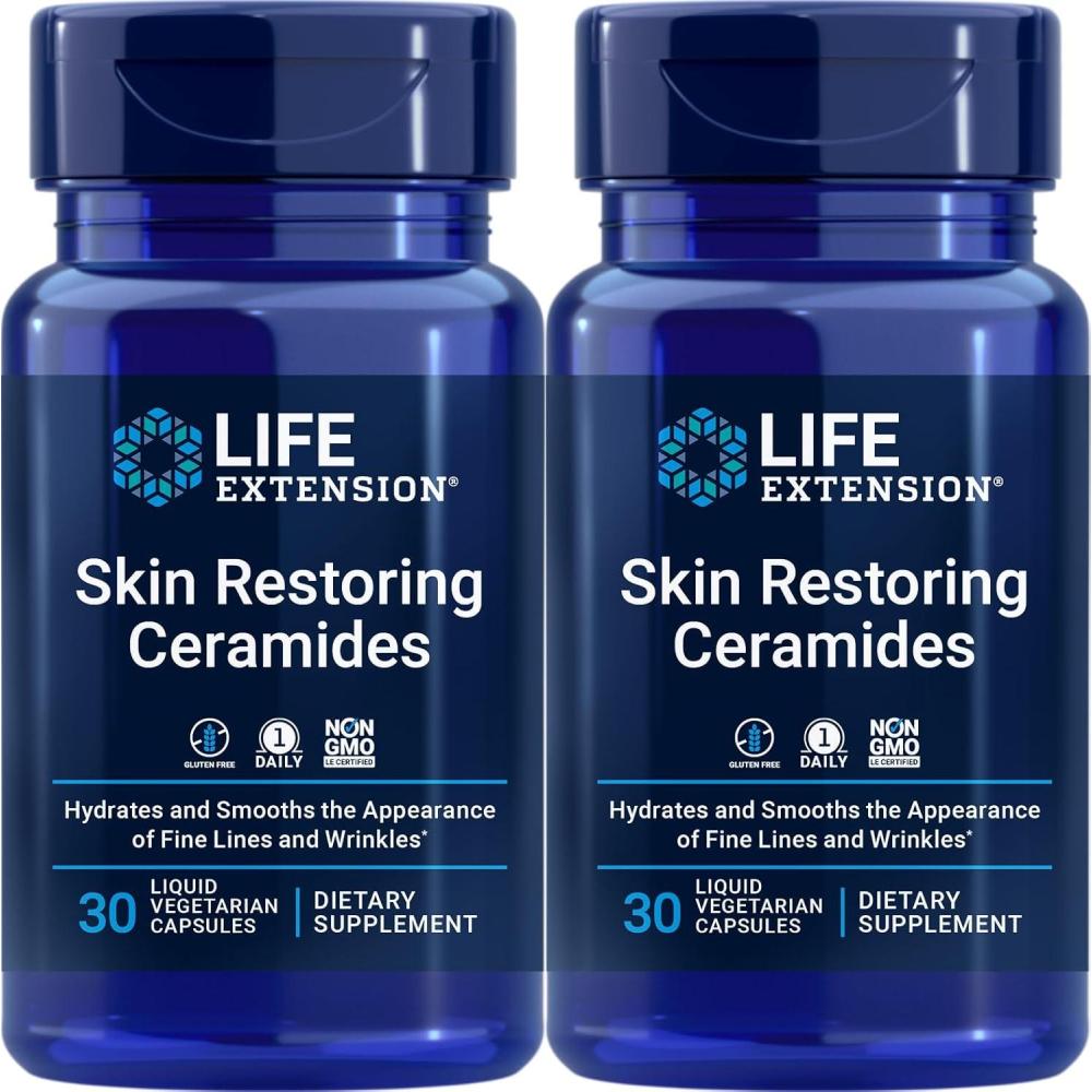 imageLife Extension Skin Restoring Ceramides 30 Liquid Vegetarian Capsules Pack of 2