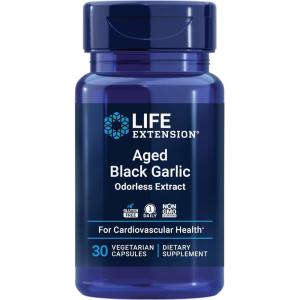 Life Extension Aged Black Garlic, Heart Health Support Supplement, Blood Pressure Health Support, Cholesterol Health Support, Once-Daily, Gluten Free, Vegetarian, Non-GMO, 30 Capsules
