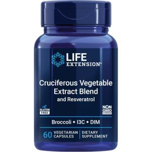 Life Extension Cruciferous Vegetable Extract & Resveratrol, Broccoli, Cabbage, resveratrol, Supports Cellular Protection, Gluten-Free, Non-GMO, Vegetarian, 60 Capsules