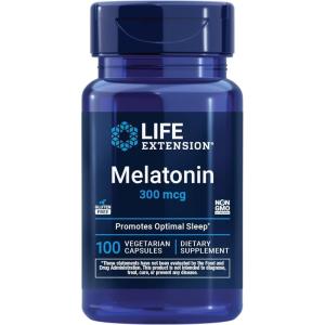Life Extension Melatonin, 300 mcg, Gentle Sleep Support, Healthy circadian Rhythms, Cellular Defense, Gluten-Free, Non-GMO, Vegetarian, 100 Capsules