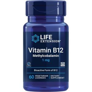 Life Extension Vitamin B12 Methylcobalamin, Nerve Health Supplement, Cognitive Support, Energy Vitamin, methylcobalamin B12, 1 mg, Quick-Dissolving, Vegetarian, 60 lozenges(Standard Packaging)