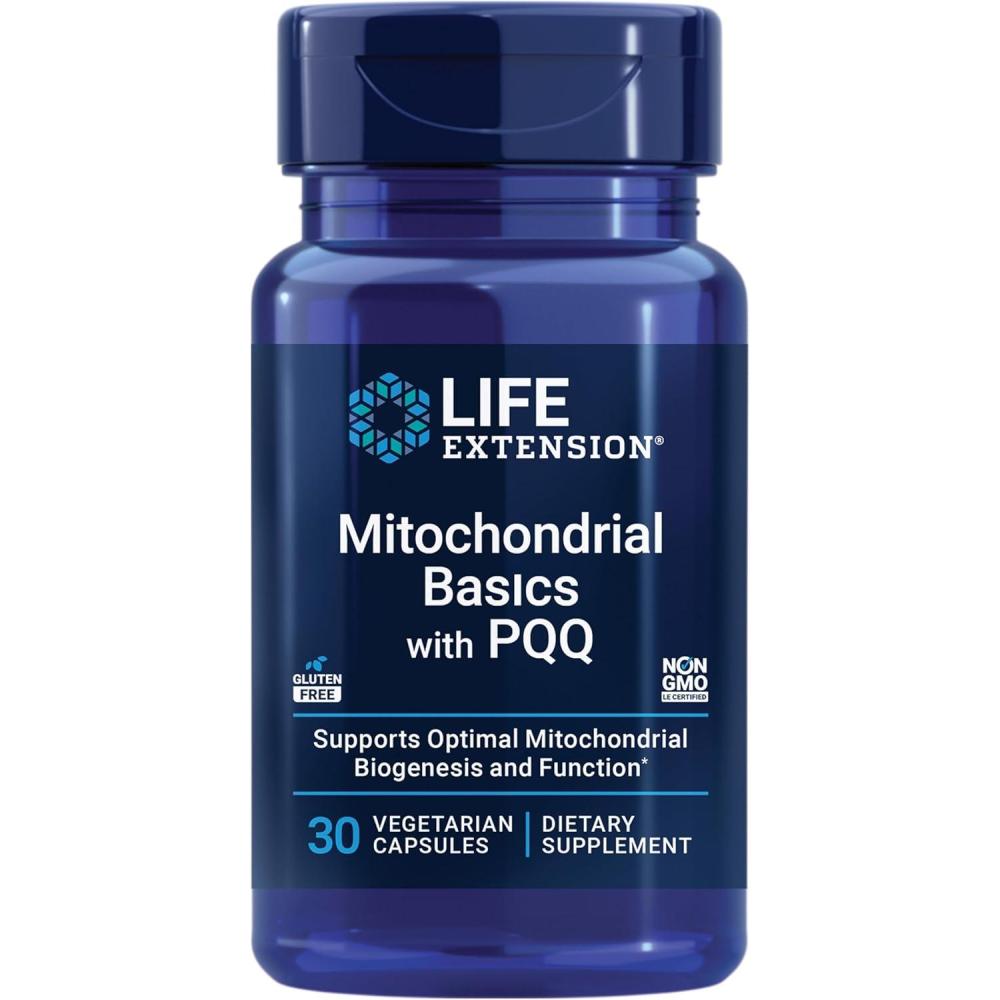 imageLife Extension Mitochondrial Basics with PQQ LTaurine Rlipoic Acid foundational Supplement for Cellular Energy Production Brain and Heart Health GlutenFree NonGMO Vegetarian 30 CapsulesStandard Packaging