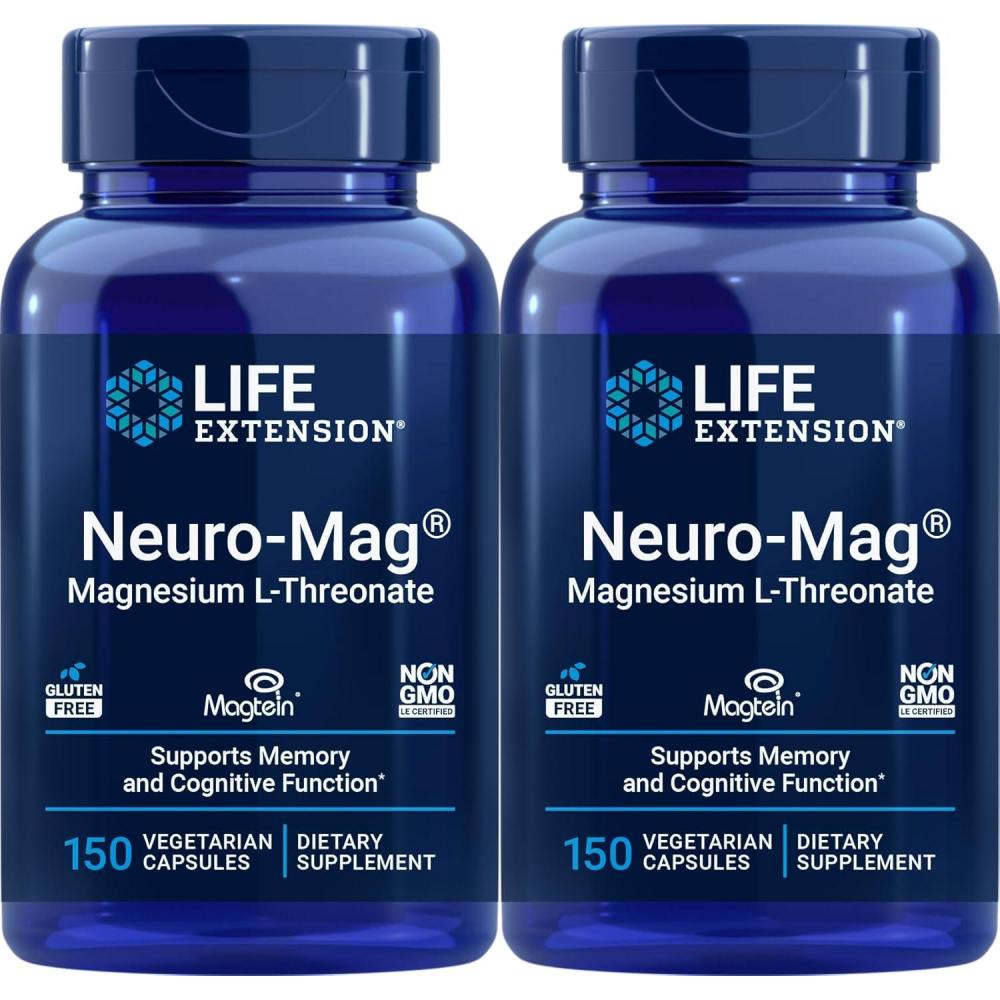 imageLife Extension NeuroMag 150 Vegetarian Capsules Pack of 2 Magnesium LThreonate Magtein Supplement
