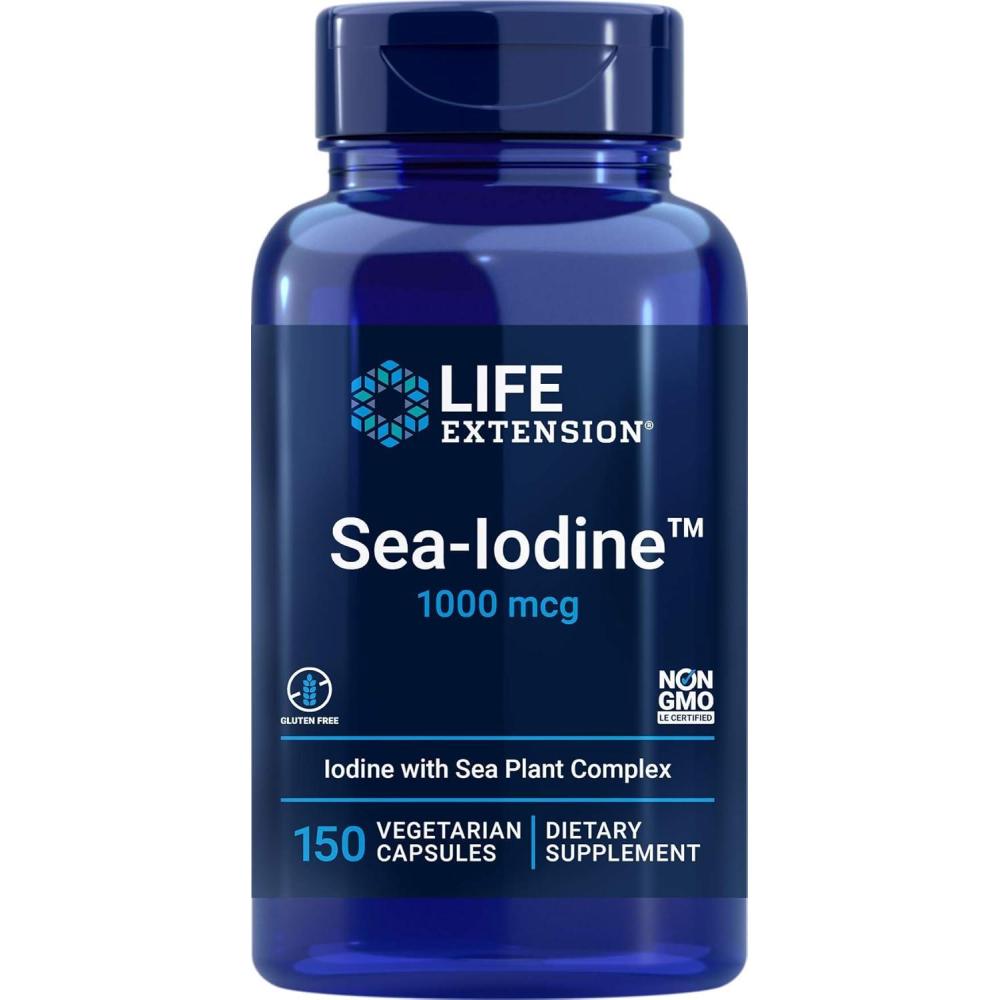 imageLife Extension SeaIodine Capsules 1000 mcg 150 Veg Caps Natural Iodine Supplement from Kelp and Bladderwack