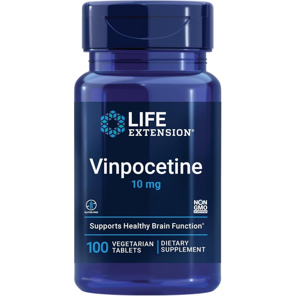 imageLife Extension Vinpocetine derived from Periwinkle Plant Concentration and Memory GlutenFree NonGMO Vegetarian 100 Tablets