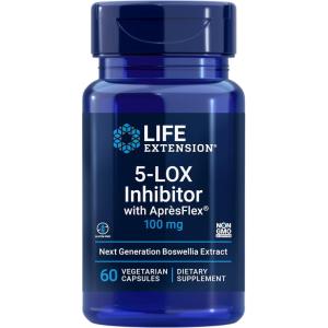 Life Extension 5-LOX Inhibitor with AprèsFlex®, 100 mg, standardized Boswellia serrata Extract, Promotes Joint, Cell & arterial Health, Gluten-Free, Non-GMO, Vegetarian, 60 Capsules(Standard Packaging)