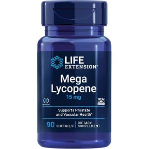 Life Extension Mega Lycopene, Prostate Health, arterial Health, antioxidant Defense, Gluten-Free, Non-GMO, 90 softgels