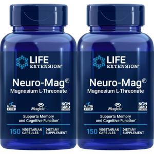 Life Extension Neuro-Mag 150 Vegetarian Capsules (Pack of 2), Magnesium L-Threonate, Magtein Supplement