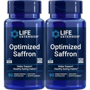 Life Extension Optimized Saffron Extract with Satiereal, 90 Vegetarian Capsules(90 Count (Pack of 2))