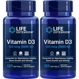 Life Extension Vitamin D3 5000 IU, 120 Softgels (Pack of 2)
