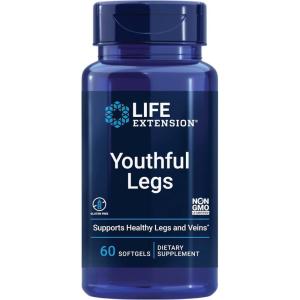 Life Extension Youthful Legs, Blood Flow, Vein Support, Circulation Supplement, Leg Health, Orange Peel Extract, diosmin, Gluten Free, Non-GMO, 60 softgels(60 Count (Pack of 1))