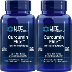 Life Extension Curcumin Elite Turmeric Extract, 90 Caps (Pack of 2)