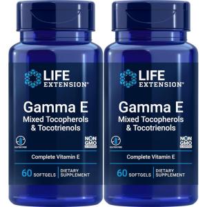 Life Extension Gamma E Mixed Tocopherols & Tocotrienols 60 Softgels (Pack of 2)(60 Count (Pack of 2))