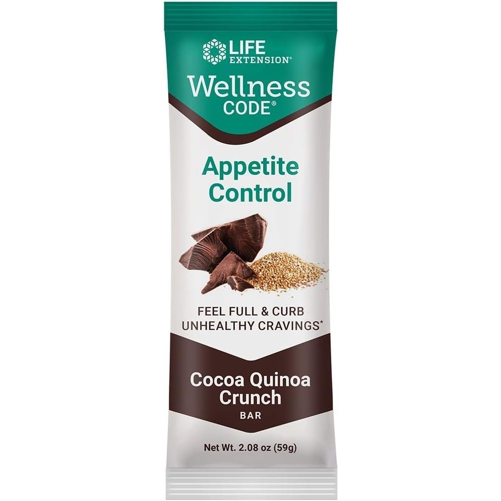 image:imageLife Extension Wellness Code Appetite Control Bars Cocoa Quinoa Crunch 12Count Chocolate