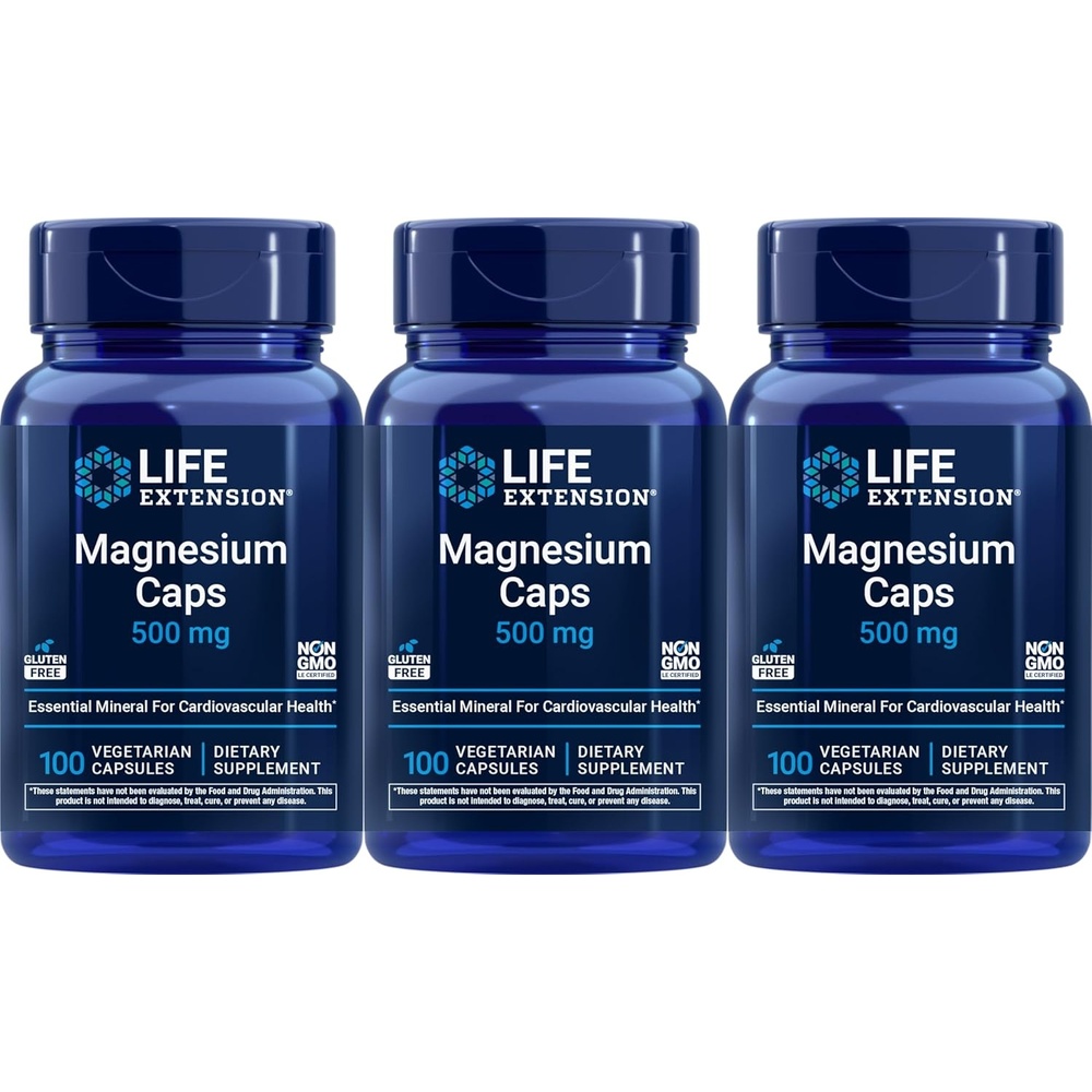 image:imageLife Extension Magnesium 500 mg 100 Vegetarian Capsules Pack of 3