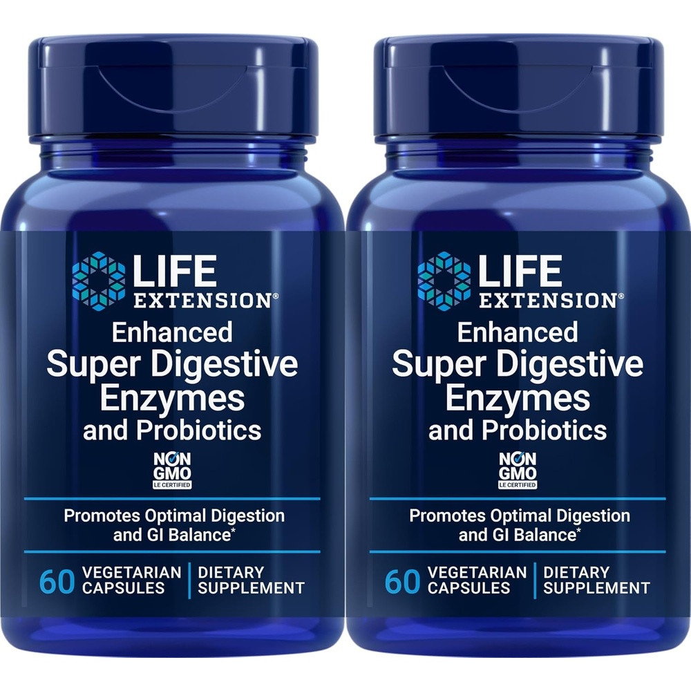 image:imageLife Extension Enhanced Super Digestive Enzymes and Probiotics 60 Vegetarian Capsules Pack of 2