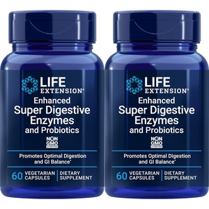 Life Extension Enhanced Super Digestive Enzymes and Probiotics, 60 Vegetarian Capsules (Pack of 2)